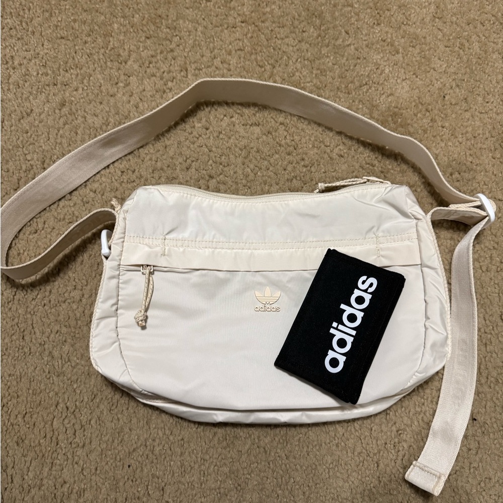 Adidas Cream Crossbody Bag and wallet